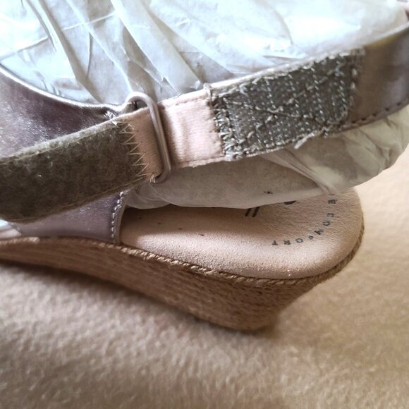 Clarks Women Lafley Alaine Leather Wedge Slingback Sandals Sz 10 M Pewter NIB - Picture 7 of 10